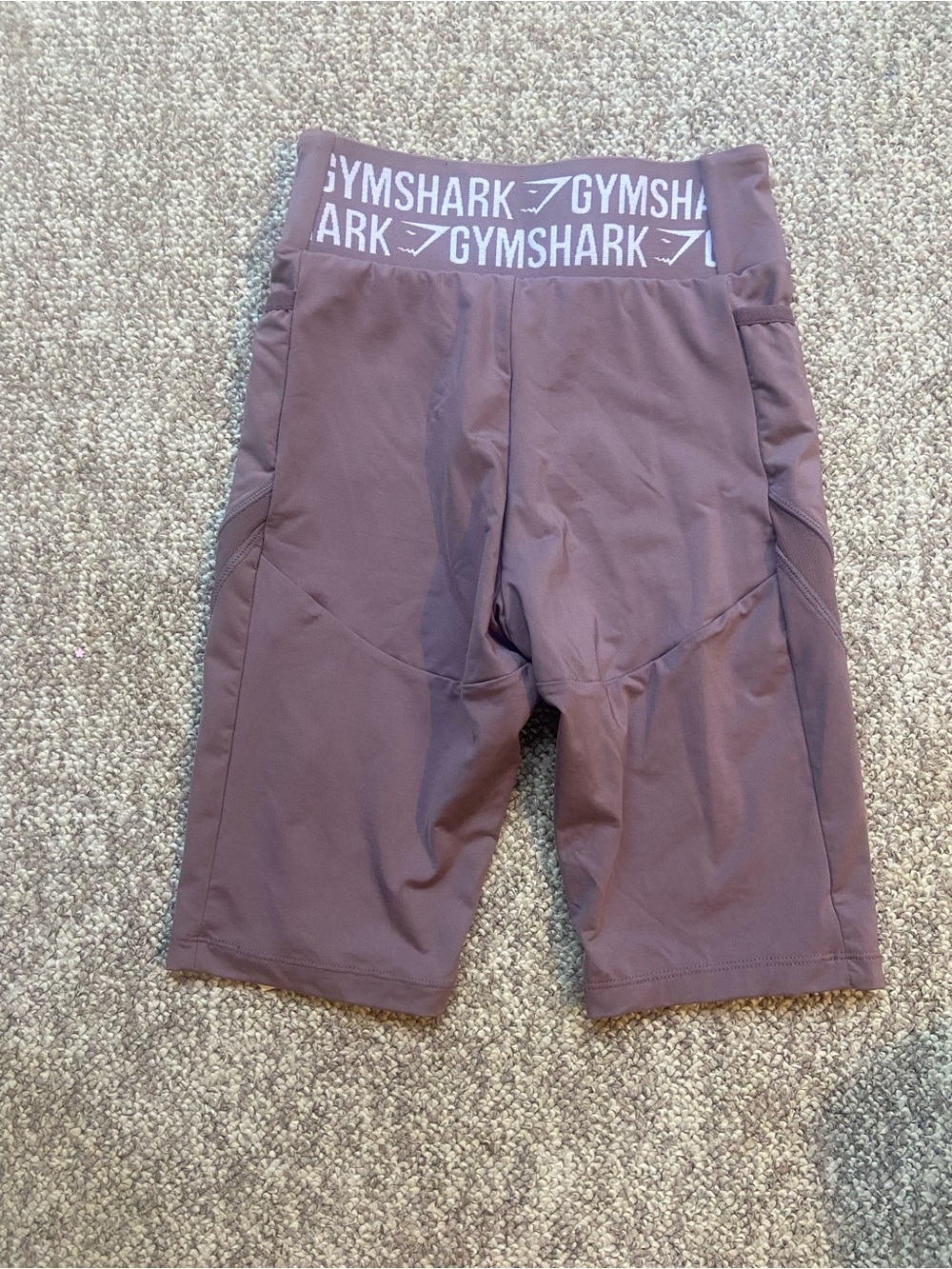 Gymshark Mauve High-Waist Bike Shorts with Logo Waistband